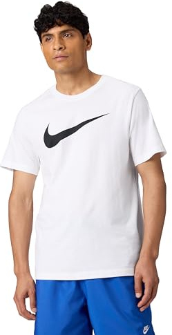 Nike Mens M NSW Tee ICON Swoosh T-Shirt, White/(Black), 4XL-T