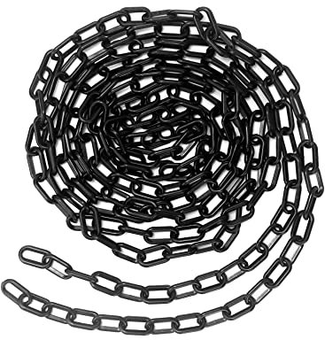 QWORK Cadena Plástico, Barrera de Cadena para Aparcamiento y Control de Multitudes (Negro)
