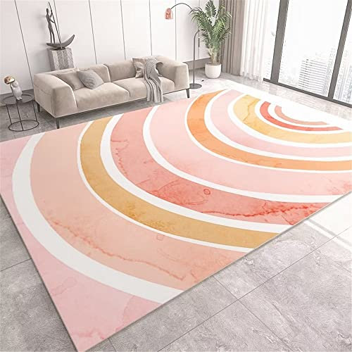 Teppich Dunkel rot küchen teppiche waschbare teppiche Salonteppich, rot, geschwungenes Streifenmuster, strapazierfähig, Schlafzimmer 120X160CM flurteppich Teppich rund kinderzimmer