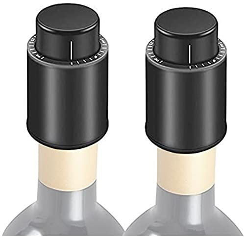 Loboo Idea Pompa Vino Tappi a Vuoto, risparmiatori di Vino Tappi a Pompa a Vuoto per Bottiglie di Vetro (Nero, grandi-2pc/scatola)
