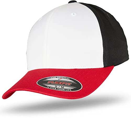 Flexfit Original Basecap Baseball Cap 3-Tone Red White Black -S/M