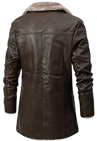 LOIJMK Läderjacka herr vintage blazer varm fodrad läder kavaj affärsjacka rock retro kostym stil kläder ullrock varm vindtät plyschjacka utomhusjacka mode parkas, BRUN, XXL