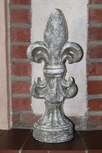 EXNER XL-Lilie aus Zement, Grau/Weiß gewischt, H 44 cm, B 18,5 cm, Gewicht 4,3 kg, Gartendeko Lilie