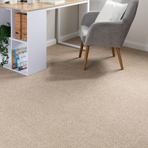 Steffensmeier Teppichboden Rhodos Meterware | Auslegware für Kinderzimmer Wohnzimmer Schlafzimmer | Beige Braun, Größe: 400x500 cm