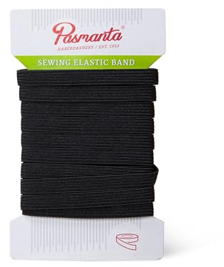 Pasmanta Platt Elastiskt Band | Töjbara Band för Sömnad | Starkt Elastiskt Midjeband för Byxor | för Hushålls- & Gör-det-själv-Projekt | för Sömnadsmaterial (5mm - Svart) | Gummilitt, platt gummi, elastisk, för gör-det-själv, hantverk och tvättprojekt, fastnar inte