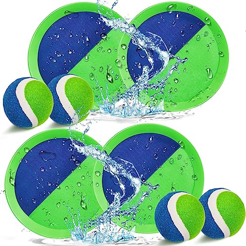 Jalunth Balle Raquette Scratch Jeux - Jouet Plage Jardin Piscine Exterieur Interieur Plein Air Parc Cour Jeu pour 5 4 6 7 8 9 10 11 12 Ans Enfant Fille Garcon Bebe Adulte Famille Paques Cadeau