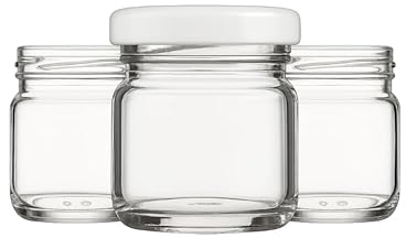 Made in Home - Lot de 100 Bocaux Ronds en Verre de 40 ml, Pots à Épices avec Couvercle à Visser, Miel et Confiture (Couvercles Blancs)