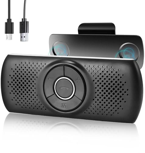 LEKEFETO Vivavoce per auto, vivavoce kit auto con clip, supporto Siri Assistant, Bluetooth 5.0, slot per schede TF, microfono integrato, altoparlante, musica, GPS, telefono