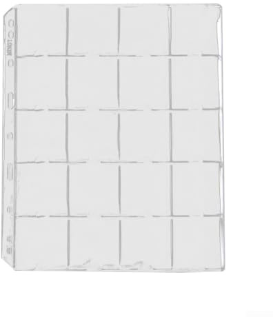Jotekonoby Lot de 1/10 feuilles d'album en PVC transparent à 20 pochettes pour pièces de monnaie jusqu'à 50 mm - Étanche à la poussière