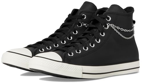 Converse Chuck Taylor all Star Hi,Sneakers A16409C in Pelle Nera con Catena Decorativa,Suola in Gomma Bianca (Nero, Sistema Taglie Calzature EU, Adulto, Numero, Media, 40)