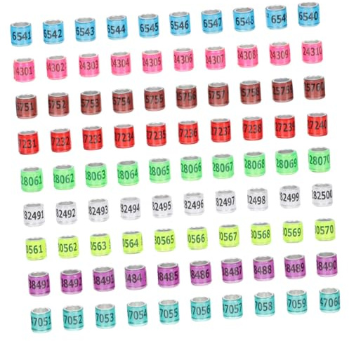SUPVOX 100 pièces Anneaux de Jambe Aluminium Colorés pour Pigeons et Oiseaux Identification pour Volaille Bagues Légères et Résistantes Adaptées Aux Perruches et Canaris