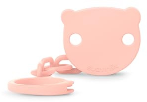 Suavinex, Portaciuccio, Catena Ciuccio Neonato, Clip con Pinza, Piastra a Forma di Orsetto. Per Neonati +0 Mesi, Adatto a Neonati, Wild&Free Rosa