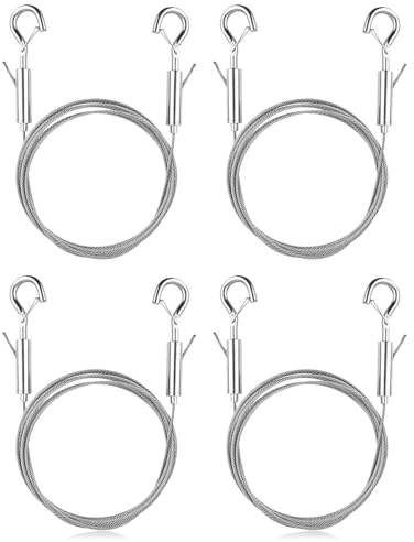 Cuerda de alambre de acero inoxidable con gancho, 4 cables ajustables para colgar cuadros, cable resistente para colgar fotos, cuerda de hardware para colgar iluminación, espejos, marcos, macetas