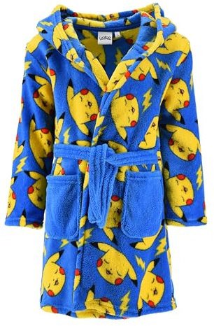 Pokémon Robe De Chambre pour Garçon, Robe Doux Motif Pikachu Peignoir en Polaire Velours, Taille 12 Ans | Bleu
