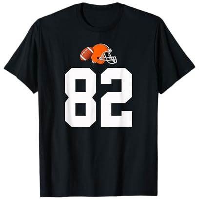 Americano Fútbol Casco Estilo Vintage Número 82 Camiseta