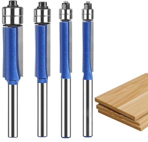 Fresas De Router Para Recorte A Ras,Juego De 4 Piezas Para Recorte Preciso De Herramienta,Fresa Para Corte A Ras | Para Laminado, Carpintería, Contrachapado, Acabado de Superficie y Puertas
