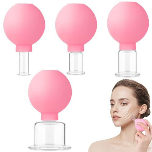4 Piece Face Cupping Set Glass Silicone Cupping Set Massage Vacuum Suction for Body Face Leg Arm Back Shoulder Muscle Style 2
