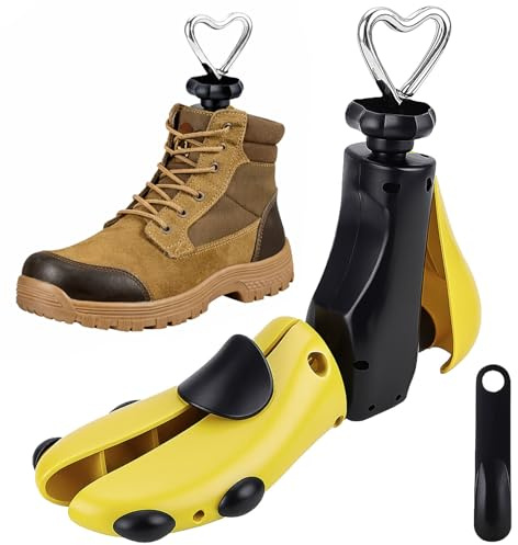 Sythrix Shoe Stretcher for Men and Women, 4-Way Boot Stretcher with Shoe Horn, Adjustable Width and Length, Plastic and Metal Construction, for Shoe Size UK 2-8 (EU 35-42)