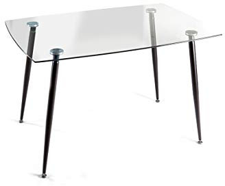 Home Heavenly® - Mesa de Comedor, Mesa de salón Modelo VARSOVIA, con Tapa de Cristal y Patas metálica Roble o Negra 120X80 cm - Varsovia - patanegra