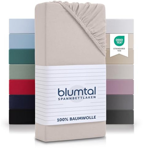 Blumtal® Basics Spannbettlaken 200x220cm Jersey - Bettbezug 200x220 cm aus 100% Baumwolle - Oeko-TEX zertifiziertes Spannbetttuch 200x220cm - Matratzenbezug 200x220cm - Leintuch - Laken - Elfenbein