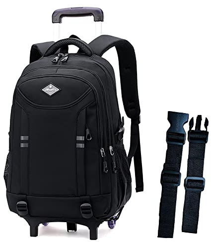 Rolling Backpack for Boys Elementary School Bag with Wheels Travel Trolley Bag 2 wheels and 6 wheels
