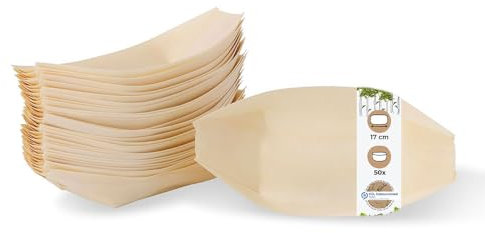 BIOZOYG 50x barquette alimentaire jetable en bois 17 cm - bol jetable naturelle et moderne - barquette frite, bol aperitif