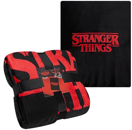 Stranger Things Blanket Throw Bedroom Accessories Fleece Blanket, Hellfire Club Soft Warm Winter Bed Throw 150 x 130cm Official Merch (Red)