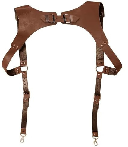 PENGXX Steampunk Rinascimento Bretelle In Pelle per Gli Uomini H Designs Vintage Uomo Indietro Supporto Imbracatura Ganci In Metallo Regolabile