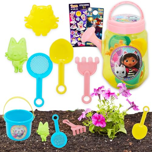 DreamWorks Gabby's Dollhouse Watering Can Set for Kids Water Toys - 6 Pc Gabby Beach Toy Bundle with Watering Can, Shovel, and More | Gabby's Dollhouse Water Toys