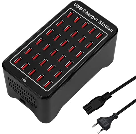 30 Ports USB Ladegerät, 150W/30A USB-Ladestation, USBA Smart Ladegerät, 30-in-1 Desktop Ladehub, MultiPorts Ladestation für Samsung/iPhone/iPad/Google Pixel/Tablets und andere USBA Elektronik