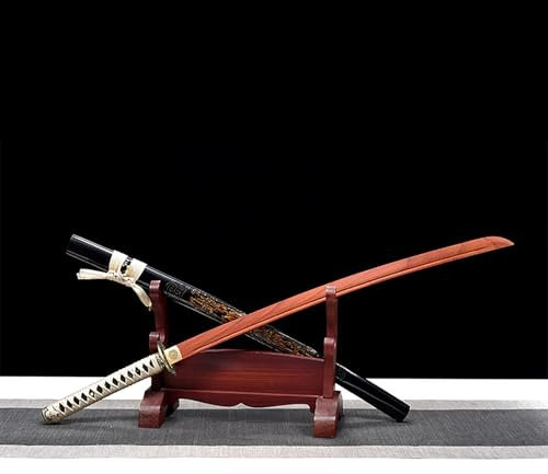 Katana caoba natural,espada madera con vaina madera maciza 103 cm,espada entrenamiento Kendo,espadas de madera para práctica de combate,espada samurái de madera hecha a mano - Katana madera para niños