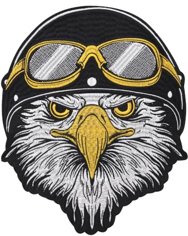 EMDOMO Eagle - Parche bordado grande para motocicleta, chaleco de motociclista, parche para planchar en la parte trasera, accesorio con emblema de águila