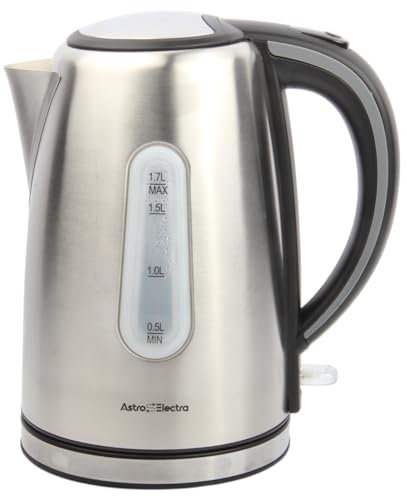 Astro Electra 1.7L Electric Kettle – 2200W Fast Boil, Stainless Steel, Cordless with 360° Base, Strix Controller, Touch Handle, Dry Burn Protection, BPA-Free.