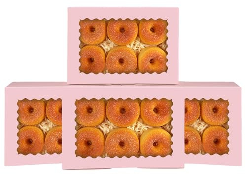 Gcardist Set med 15 rosa kaklådor med fönster, 22,86 x 15,24 x 6,35 cm, för bakverk, macarons, bageri, förpackningslåda (9 x 6 x 2,5 tum)