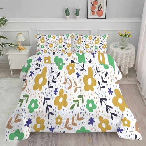 Linfye Bettdecke 155x220 4 Jahreszeiten Blumen Bunt Steppdecke 155x220 Vierjahreszeiten Schlafdecke Ganzjahresdecke, Bettdecke Ohne Bezug Bettdecken Wende Waschbar Antiallergisch BC55