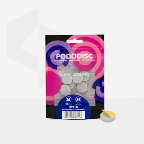 STALEKS PRO Pododisk 50 Adhesive Sanding Discs with Soft Base 20 mm (Size M) for Nail Lathe Special Pedicures (Buffer Polisher)