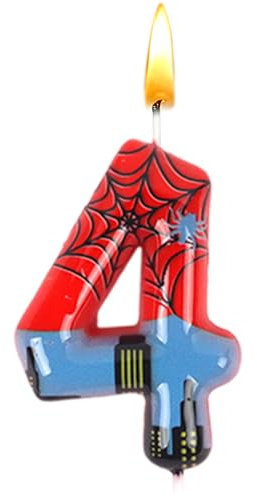 Spider Birthday Decoration 4 Years, Spider Birthday Candles Numbers 4, Spider Birthday Candles, 3D Theme Candles, Birthday Party, Cake Decoration, Boys Cake Decoration, Anniversary, Baby Shower
