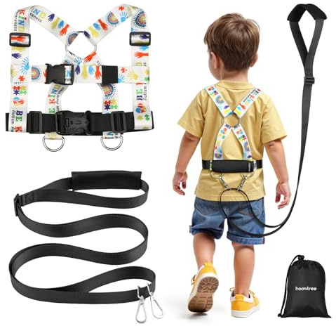 HOOMTREE Safety Walking Harness and Leash for Autism & Special Needs Kids Ages 3-6 with Easy-Adjust Tether + Emergency Grab Handle for Wandering Prevention & Calm Outdoor Adventures