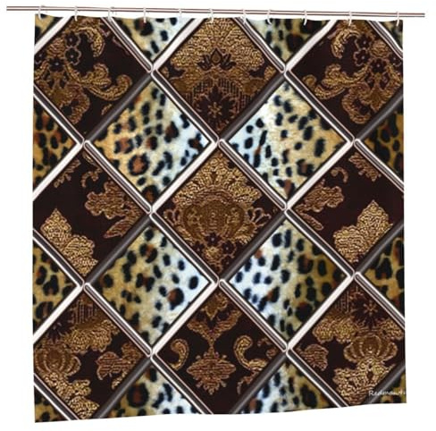 Hcpwzrf African Cheetah Patch Quilt Pattern Designer Artwork Shower Curtain 72x72 Inch - Unique Bathroom Decor with Metal Grommets