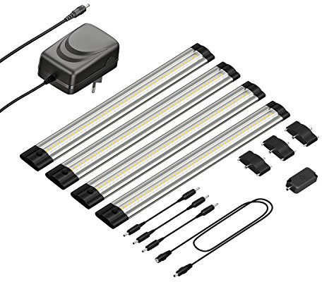 parlat LED Unterbau-Leuchte Siris, Touch-Dimmer, flach, 30cm, je 368lm, warm-weiß, 4er Set