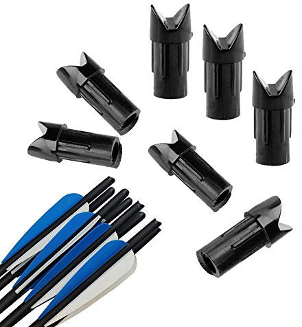 SHARROW 50/100 Stück Moon Nock Ends für Armbrustbolzen Pfeilnocke Nocken für Pfeile Armbrustbolzen ID 7.6 mm (Schwarz, 50 Stück)
