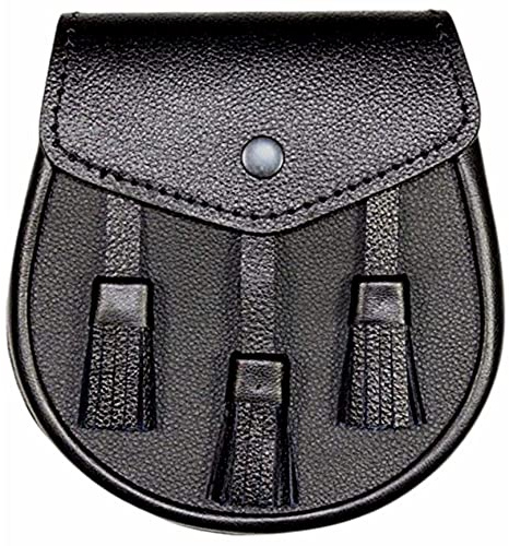 Sporran nero con cintura a catena Kilt, pelle pura, design tradizionale