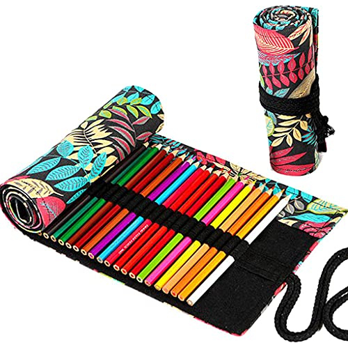 Ouceanwin Estuche para Lápices de Lona, Roll Up Pencil Case con 72 Agujeros Bolsa de Organizador de Lápiz Enrollable Portalápices Bolsa de Almacenamiento para Pintura Artista Escuela