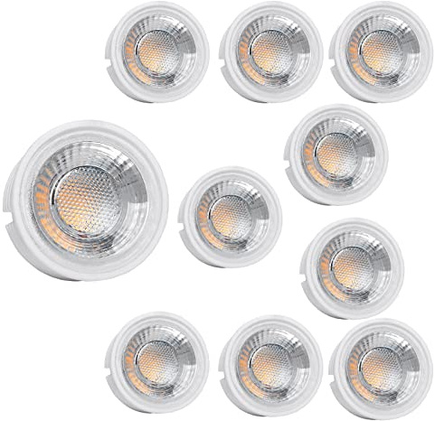 YanFeiYit 10x LED Modul als GU10 Ersatz – 5W 38° Dimmbar aus Keramik super flach 230V – Leuchtmittel für Einbaustrahler Lampe Birne Leuchte Strahler (Warmweiß 3000K)