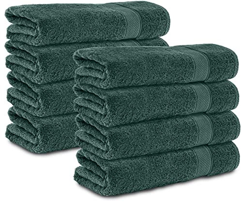 Komfortec 8er Handtücher 50x100 cm Set aus 100% Baumwolle, Frottee, Weich, Dunkelgrün