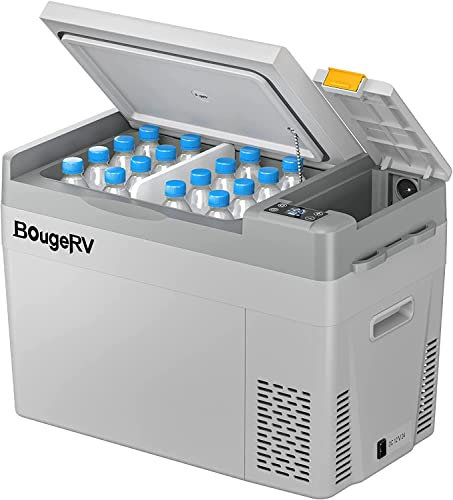 BougeRV CRPRO Kompressor Kühlbox 12v, 29 Liter Auto-Kühlbox(-22℃~10℃), 12/24V DC &110-240V AC Tragbarer Auto-Kühlschrank, 12v Kühlschrank, für Auto, Camping, Reisen, Grau (Aktualisierte Version)