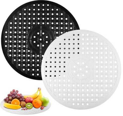 Kssvzz 2 Stück Spülmatte für Spülbecken, Spülbeckeneinlage Gummi, Kreis Spülbeckenmatte Sink Mat für Spülbecken Einlage Matte Badezimmer, Küche und Garten (31,4 x 26cm Schwarze & weiß)