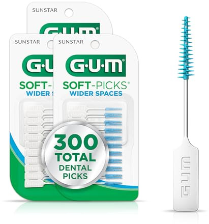 GUM Soft-Picks Wide Space, Easy to Use Dental Picks for Teeth Cleaning and Gum Health, with Convenient Carry Case, Dentist Recommended Dental Picks, 100 Count (Pack of 3) 300 Total