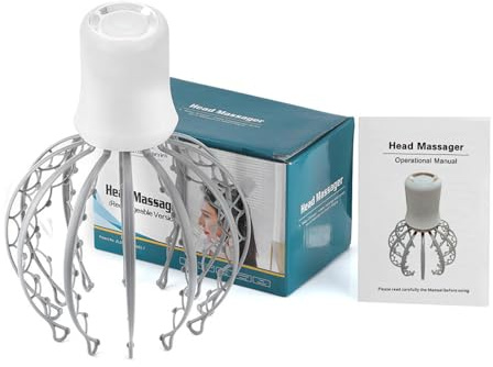 Masajeador eléctrico de cabeza para cuero cabelludo, masajeador portátil recargable del cuero cabelludo, rascador de cabeza con 3 modos y 84 contactos vibratorios para relajarse el estrés