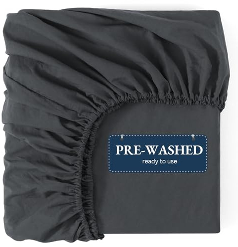 Fitted Sheet Single, Charcoal – Pre-Washed, Deep Pocket 14 inch (35 cm) - Easy Care - Soft Brushed Microfibre Fabric - Shrinkage and Fade Resistant - Bottom Sheet
